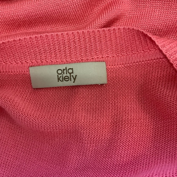 orla kiely Salmon Pink Silk Knit Dress Tie Waist w/Pockets Short Sleeves size 6 - Picture 4 of 7